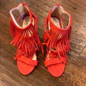 Red fringe high heel